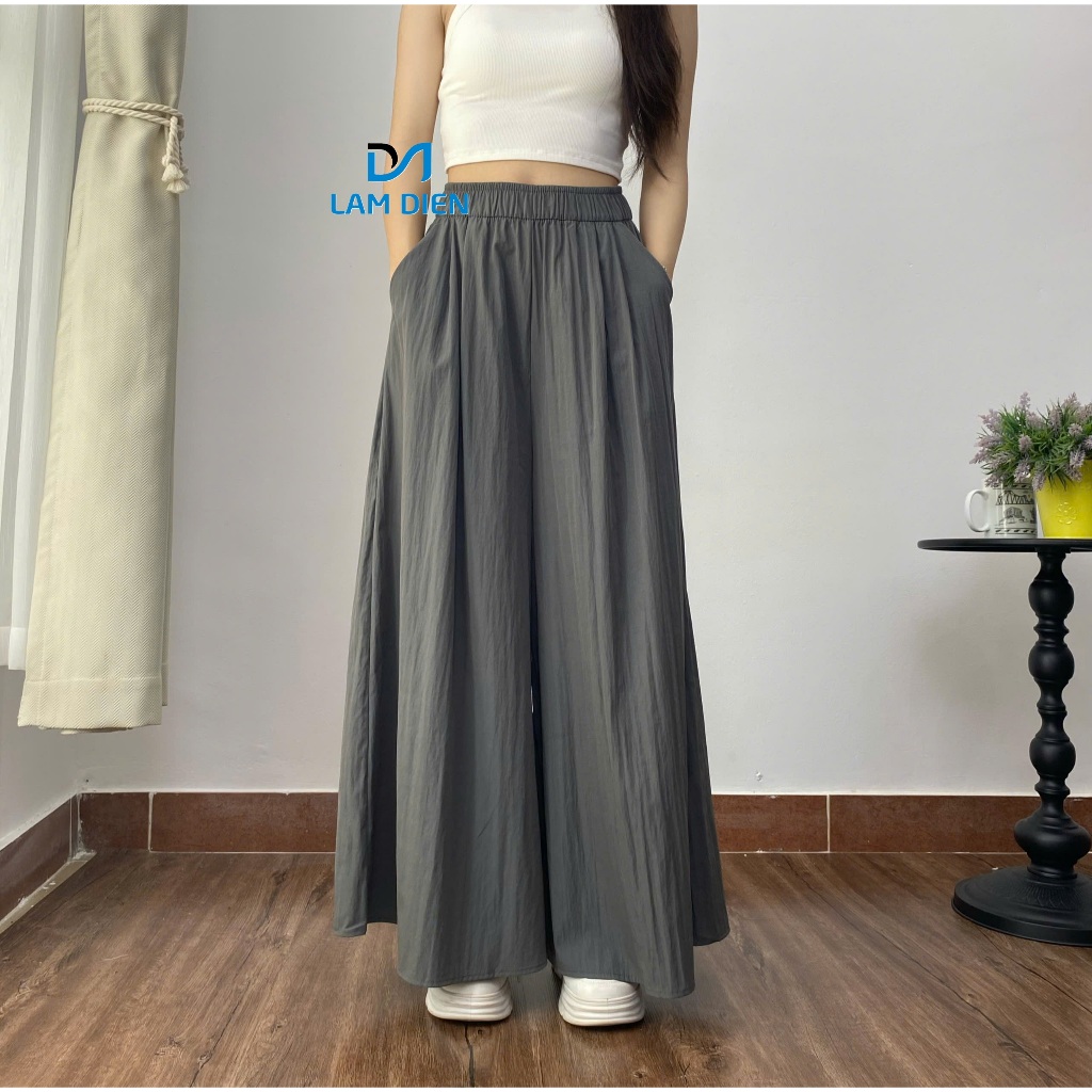 Quần Ống Rộng Chất Liệu Gió Lụa Có Túi Sườn, Quần Váy May Kỹ Phong Cách Trẻ Trung Năng Động Q019