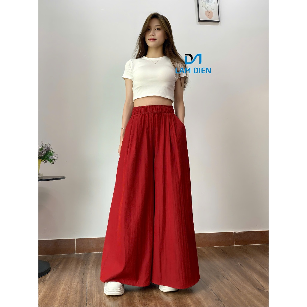 Quần Ống Rộng Chất Liệu Gió Lụa Có Túi Sườn, Quần Váy May Kỹ Phong Cách Trẻ Trung Năng Động Q019