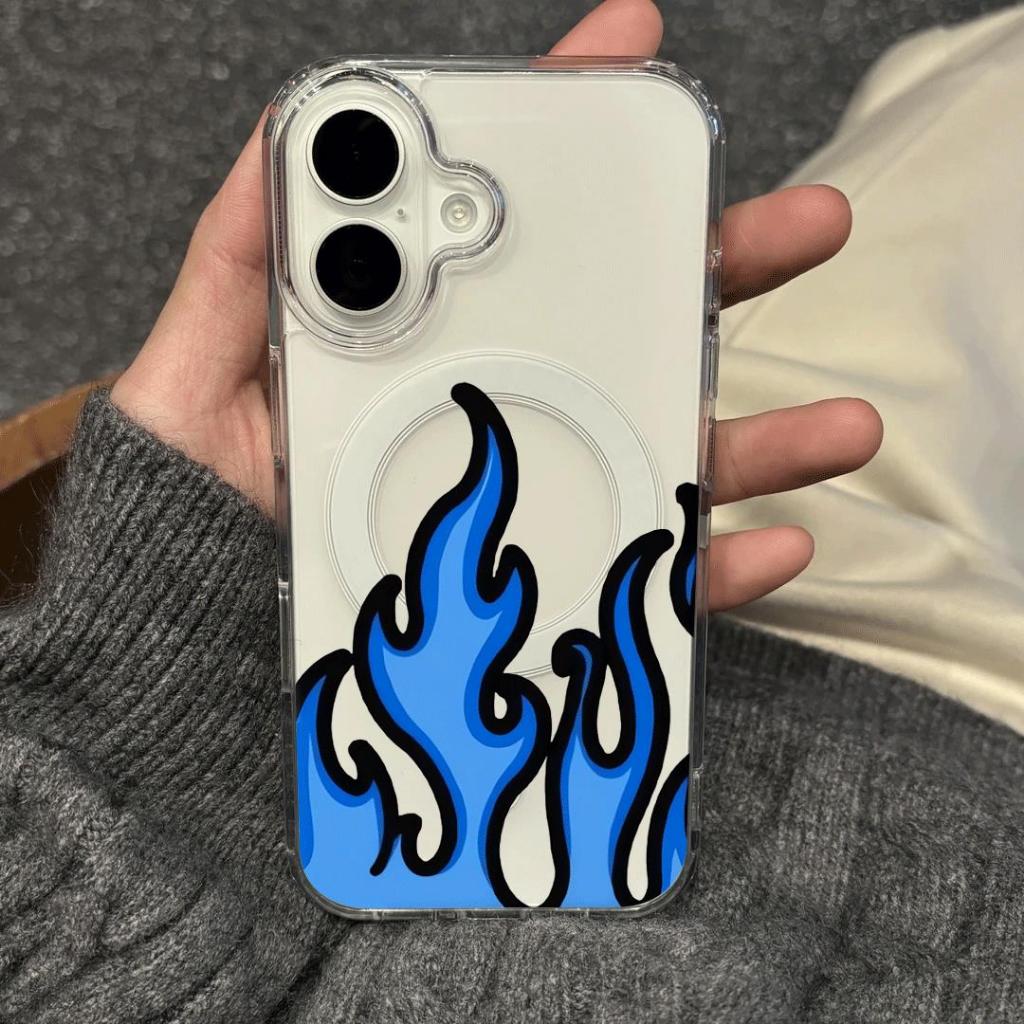 Màu xanh tuyệt vời flame áp dụng cho iphone 17/16/15 chống thấm nước vỏ điện thoại di động 14/13/11 đơn giản