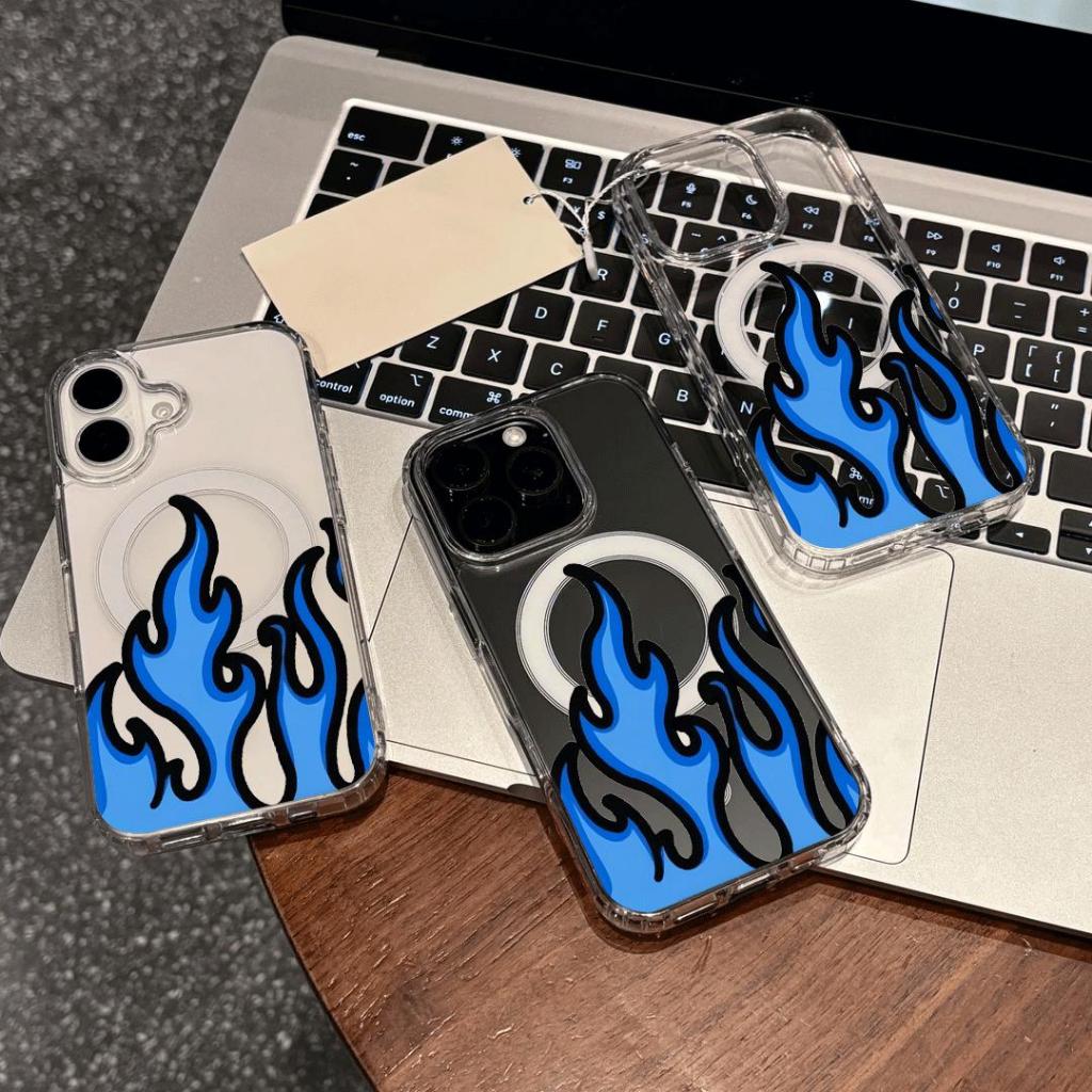 Màu xanh tuyệt vời flame áp dụng cho iphone 17/16/15 chống thấm nước vỏ điện thoại di động 14/13/11 đơn giản
