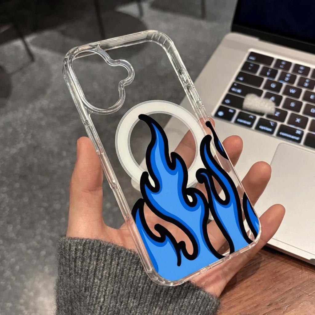Màu xanh tuyệt vời flame áp dụng cho iphone 17/16/15 chống thấm nước vỏ điện thoại di động 14/13/11 đơn giản