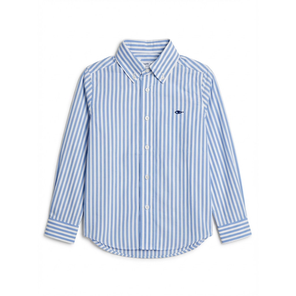 TheBlueTshirtKids - Áo sơ mi cho bé kẻ sọc tay dài cotton - BlueKid Classic Shirt