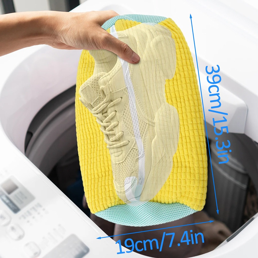 Túi giặt giày máy giặt chống biến dạng, có đệm lưới, khóa kéo, dễ dàng loại bỏ bụi bẩn, không lo trầy xước