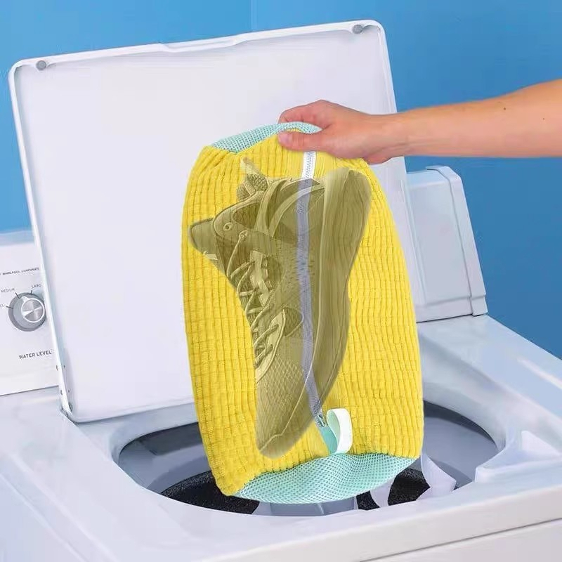 Túi giặt giày máy giặt chống biến dạng, có đệm lưới, khóa kéo, dễ dàng loại bỏ bụi bẩn, không lo trầy xước