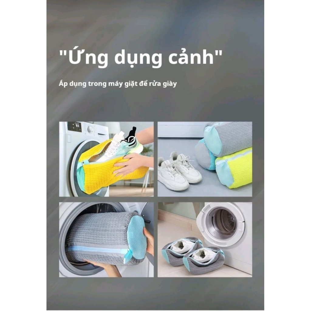 Túi giặt giày máy giặt chống biến dạng, có đệm lưới, khóa kéo, dễ dàng loại bỏ bụi bẩn, không lo trầy xước