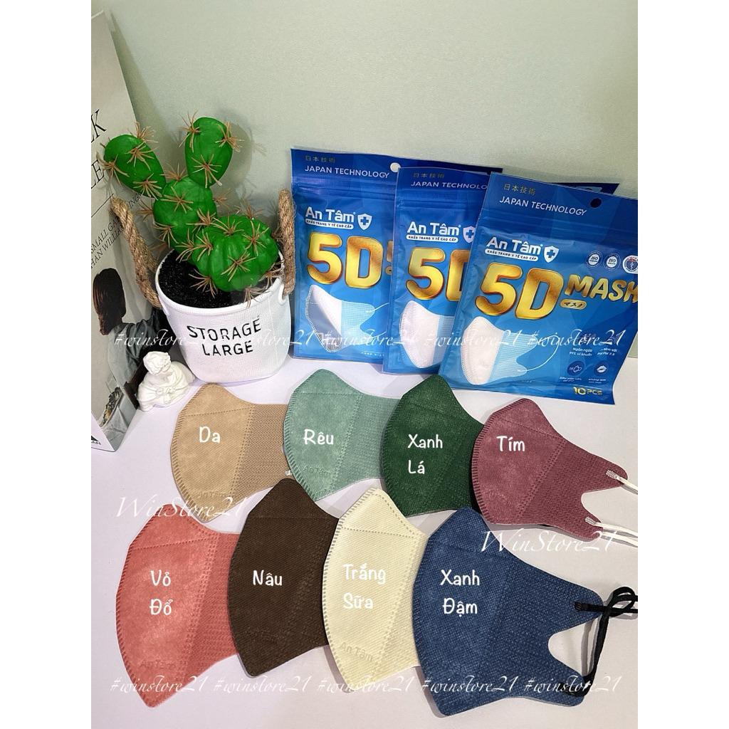 5D MASK - Set 500 cái Khẩu trang 3 lớp kháng khuẩn chính hãng An Tâm ôm sát khuôn mặt, bảo vệ tối ưu