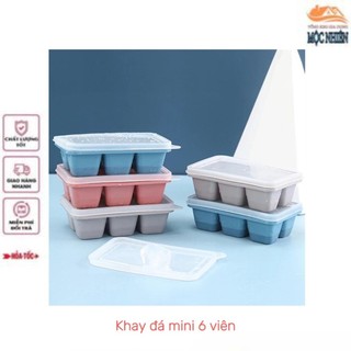 Combo 3 Khay làm đá mini 6 viên, chất liệu silicon siêu bền, có nắp đậy tiện dụng