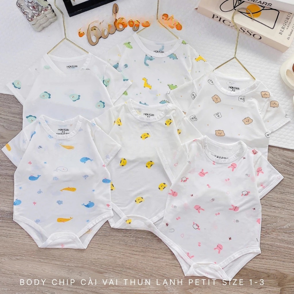 [Peinn] BODY CHIP - Combo 3/5 Body chip cộc tay chất thun lạnh mềm mại, thoáng cho bé sơ sinh size 0-9 tháng