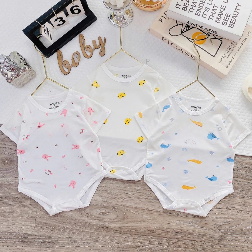 [Peinn] BODY CHIP - Combo 3/5 Body chip cộc tay chất thun lạnh mềm mại, thoáng cho bé sơ sinh size 0-9 tháng