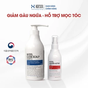 Combo Dầu Gội Hỗ Trợ Giảm Gàu Nấm Ngứa Ha'sol Clean Scalp Shampoo 500g + Xịt Dưỡng Tóc Ha'sol Anagen Active Tonic 100ml