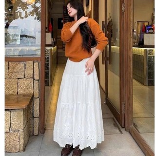 Chân váy ren dáng xòe dài chuẩn ren tàu 2 lớp dễ mix đồ mặc đi học đi chơi 247store