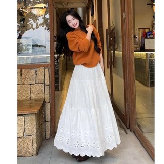 Chân váy ren dáng xòe dài chuẩn ren tàu 2 lớp dễ mix đồ mặc đi học đi chơi 247store