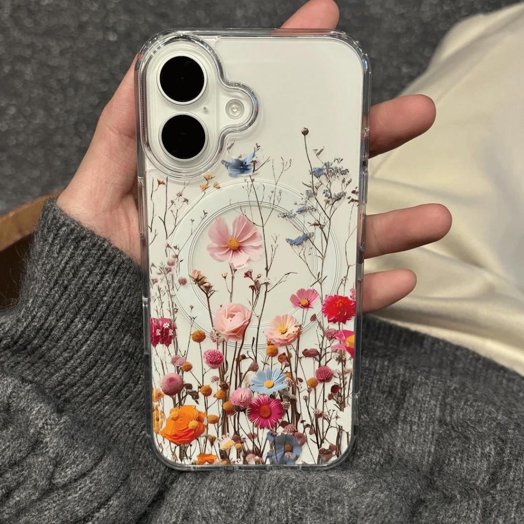 Hoa phù hợp với iphone 17/16/15 chống thấm nước vỏ điện thoại di động 14/13/11 đơn giản