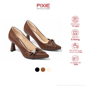 Giày Cao Gót Nữ 7cm Phối Khóa Cánh Bướm Đính Đá Pha Lê Pixie H425