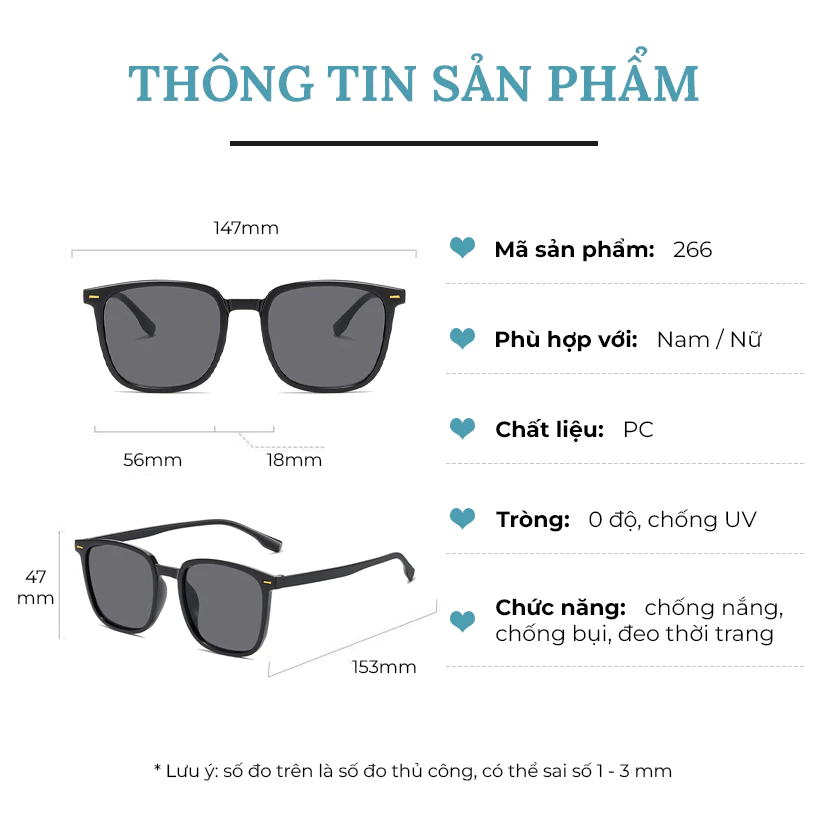 [Peinn] Mắt kính râm mát thời trang nữ nam mắt không độ chống UV400 tia bức xạ  siêu hot đẹp giá rẻ  266