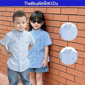 TheBlueTshirtKids - Áo sơ mi cho bé tay ngắn kẻ sọc cotton - BlueKid Classic Shirt