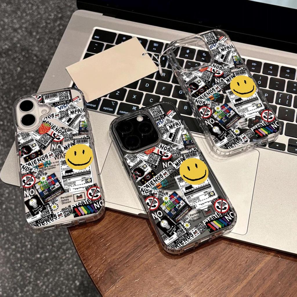 Màu vàng mặt cười phù hợp với iphone 17/16/15 chống thấm nước điện thoại trường hợp 14/13/11 đơn giản