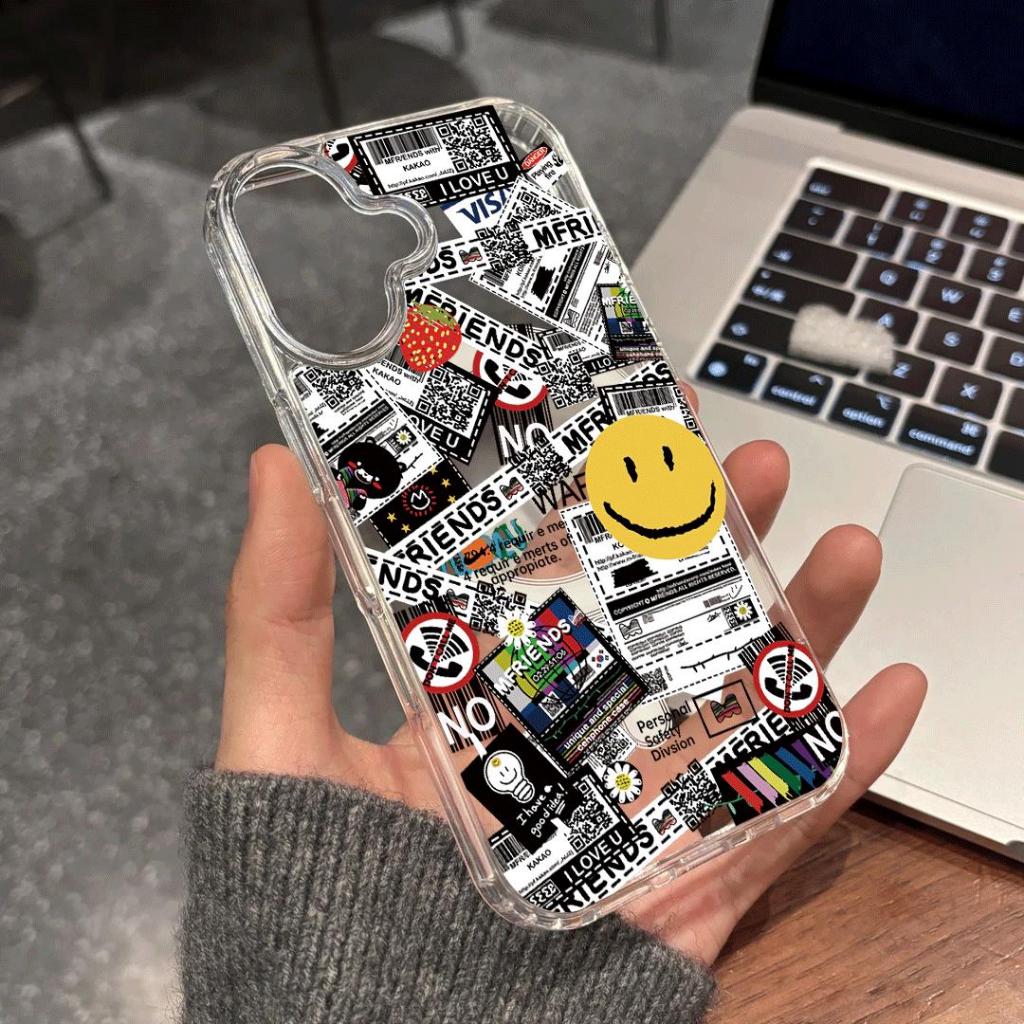 Màu vàng mặt cười phù hợp với iphone 17/16/15 chống thấm nước điện thoại trường hợp 14/13/11 đơn giản