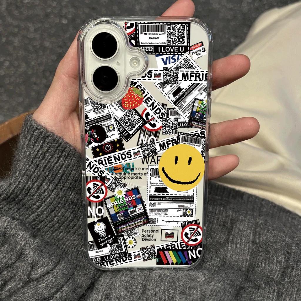 Màu vàng mặt cười phù hợp với iphone 17/16/15 chống thấm nước điện thoại trường hợp 14/13/11 đơn giản