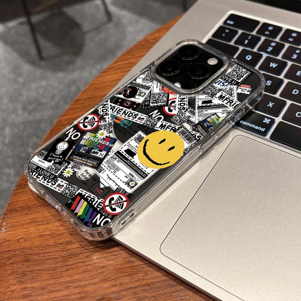 Màu vàng mặt cười phù hợp với iphone 17/16/15 chống thấm nước điện thoại trường hợp 14/13/11 đơn giản