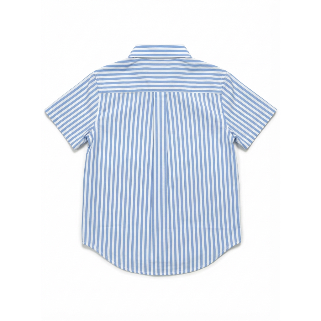TheBlueTshirtKids - Áo sơ mi cho bé tay ngắn kẻ sọc cotton - BlueKid Classic Shirt