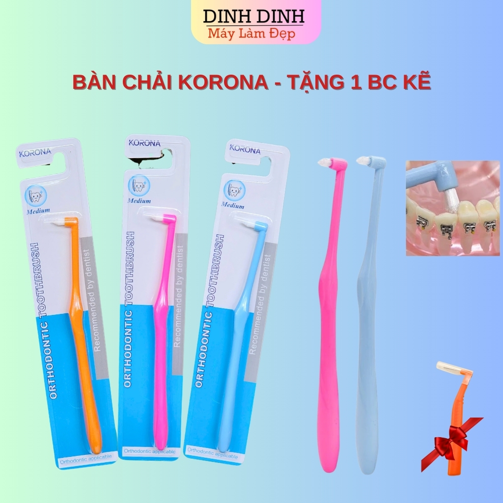 Bàn chải niềng răng, bàn chải đầu nhỏ KORONA cho bé và người lớn, bàn chải mắc cài, bàn chải vệ sinh răng miệng, răng ni