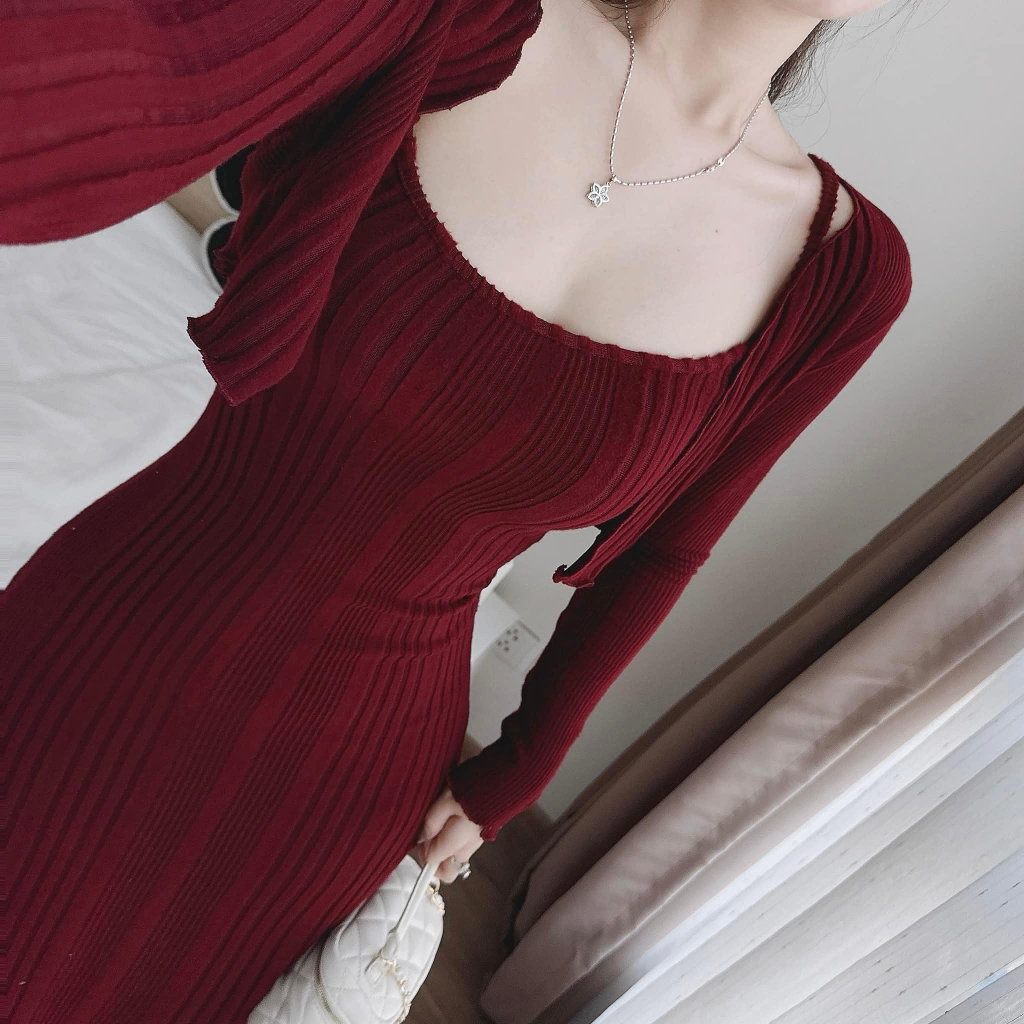 Set đồ nữ, đồ bộ nữ DONNA HCOM3648 áo khoác cardigan mix váy body tôn dáng tiểu thư