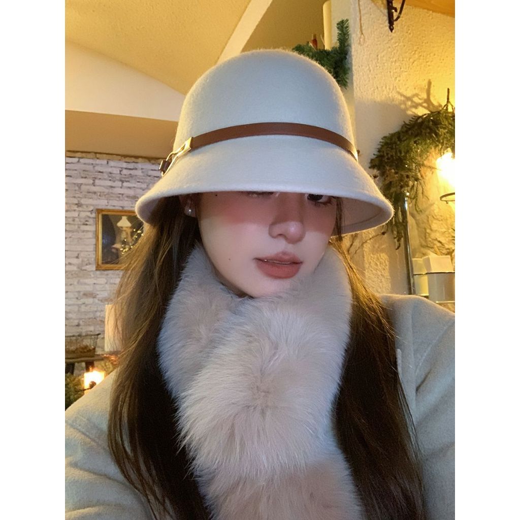 Mũ Tiểu Thư Retro HepburnStyle - Thiết kế mặt nhỏ đen, khóa thắt lưng xành điệu giữ ấm phối đồ cực hợp