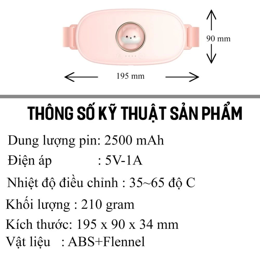 Đai Massage Bụng Kinh M28 Có Hộp Quà Tặng, Làm Ấm Bụng Kinh, Chườm Nóng Giảm Đau Hiệu Quả