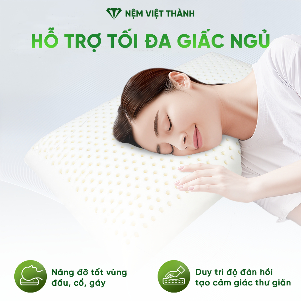 [Combo Khuyến Mãi] Gối Nằm Cao Su Thiên Nhiên OVAL Việt Thành Cao Cấp, Thoáng Khí, Nâng Đỡ, Bảo Vệ Sức Khoẻ Người Nằm.