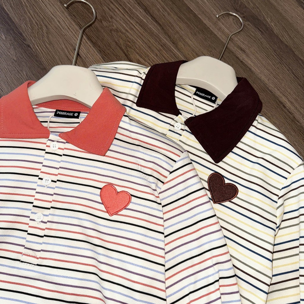 Set Quần Áo Mirage Viền Cổ Thêu Trái Tim Local Brand Chất Len Mềm Mịn.