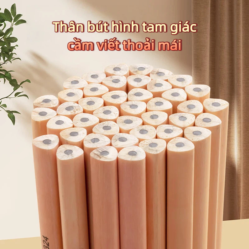 Bút Chì 2B HB 12 30 Cây Thân Tam Giác Gỗ Tự Nhiên Có Tẩy Viết Êm Không Gãy Ruột Đậm Bút Chì Gỗ Đa Màu
