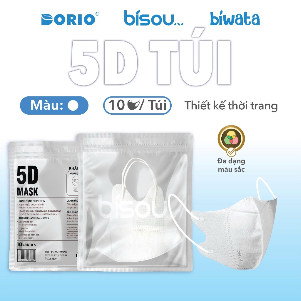 Combo 3 túi 30 cái khẩu trang cao cấp 5D hiệu Bisou