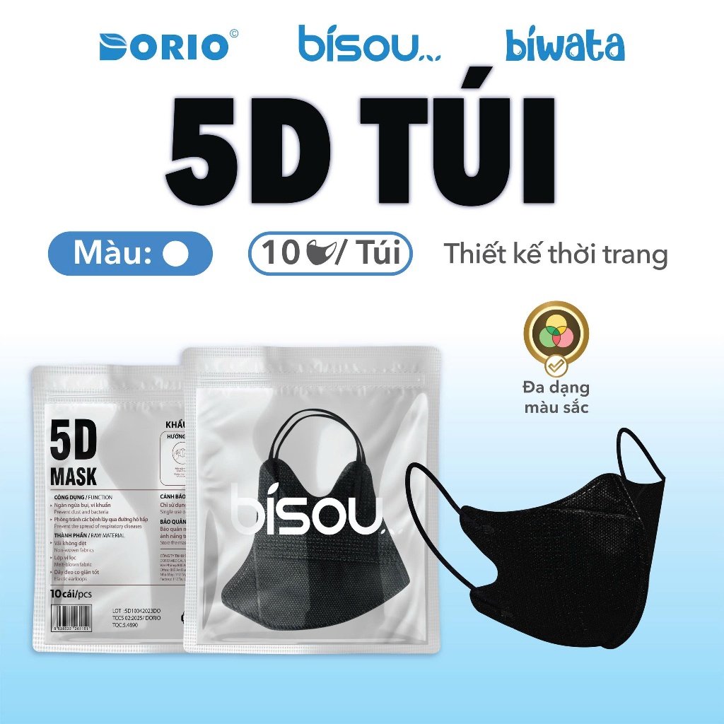 Combo 3 túi 30 cái khẩu trang cao cấp 5D hiệu Bisou