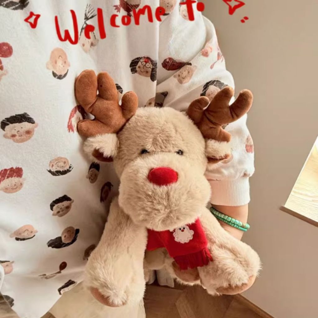 Gấu Bông Tuần Lộc Quàng Khăn Đỏ Noel, Gấu Bông Giáng Sinh Noel Quà Tặng Cho Bé, Người Yêu, Bạn Trai, Bạn Gái