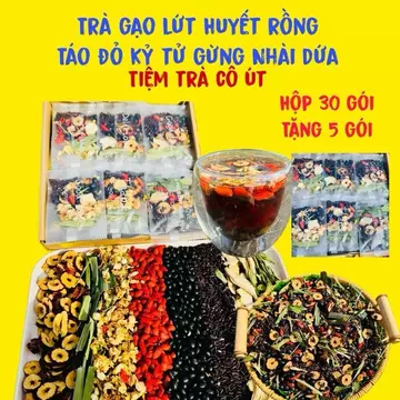 [COMBO 30 GÓI tặng 5GÓI] Trà gạo lứt huyết rồng 8 vị - Mua 1 sét 30 gói tặng 5 gói. Gồm: Gạo lứt, đậu đen, gừng, táo lát