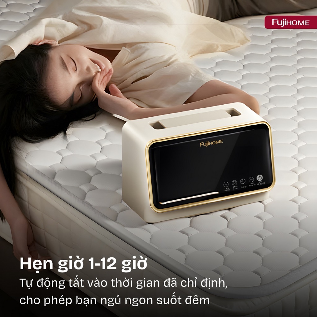 Chăn sưởi điện 1,8m x 2m dùng nước FUJIHOME HB1820PRO, mền 65 độC làm ấm điều khiển từ xa có hẹn giờ