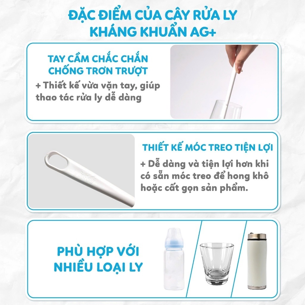 [ĐƠN] Cây Rửa Ly MyJae Đầu Chổi Kháng Khuẩn Mền Mại