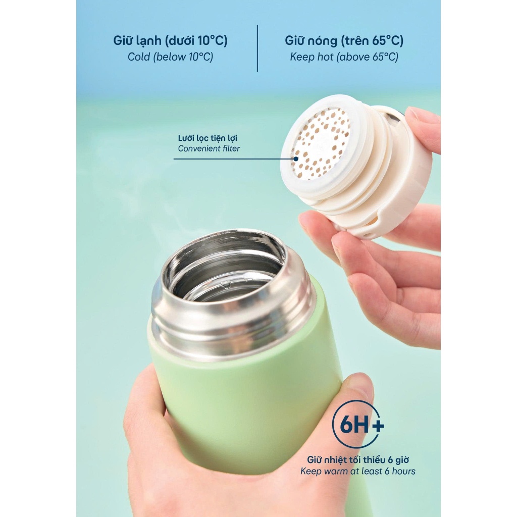 [KHẮC TÊN] Bình Giữ Nhiệt Inochi FUJI JOLLY Thép Không Gỉ 316 Cao Cấp. Kết Cấu 2 Nắp Thông Minh | BigBuy360 - bigbuy360.vn