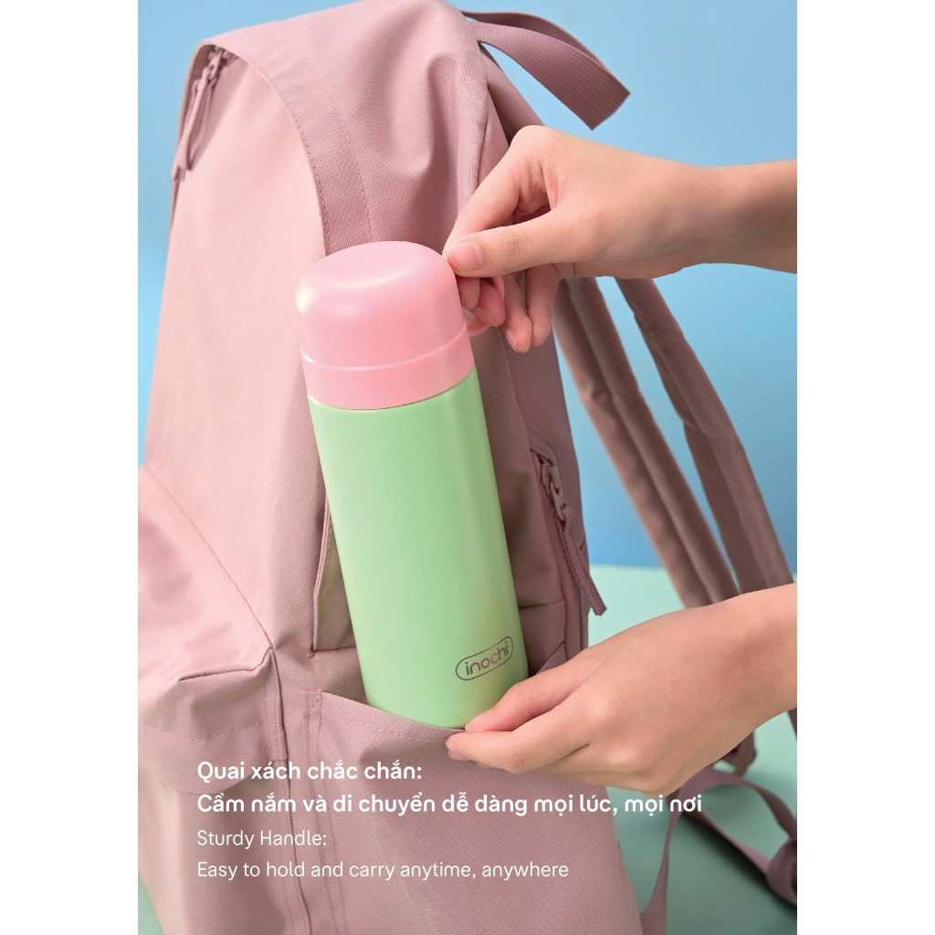 [NEW] Bình Giữ Nhiệt Inochi FUJI JOLLY 450ml 4 lớp cách nhiệt, kết cấu 2 nắp thông minh đa năng