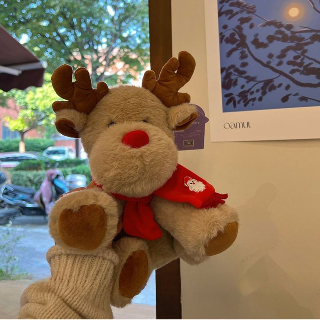 Gấu Bông Tuần Lộc Quàng Khăn Đỏ Noel, Gấu Bông Giáng Sinh Noel Quà Tặng Cho Bé, Người Yêu, Bạn Trai, Bạn Gái