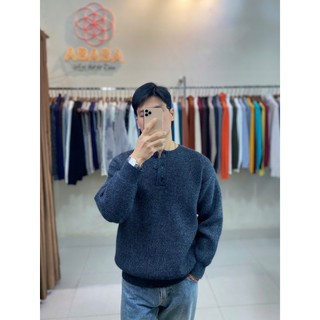 Áo len nam cổ HENLEY ABABA chất liệu Cao Cấp dày Size 55 - 105kg form Relaxed Fit -F68118