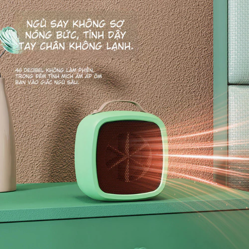 Quạt Sưởi Mini Để Bàn 500W  Làm Ấm Nhanh, Êm Ái, Tiết Kiệm Điện Cho Mùa Lạnh