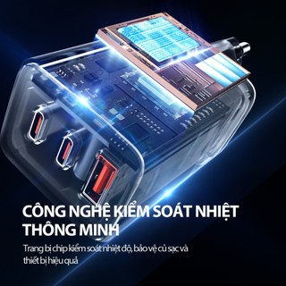 Củ sạc GaN64 65W 3 công sạc nhanh công nghên Gan chính hãng ROBOT