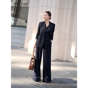 Set 4 chi tiết lẻ Blazer, chân váy, gile và quần kẻ sọc HAGOO công sở [B8075-Q737-CV743-A8075]