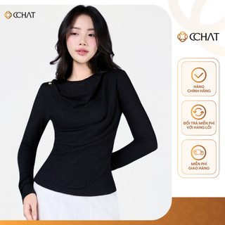 Áo Thun 𝐂𝐂𝐇𝐀𝐓 Dáng Suông Kiểu Xếp Vai Trái Xẻ Cổ Sau IOKO Chất Liệu Mềm Mại Cao Cấp 25TDC2003OT