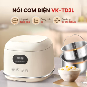 Nồi Cơm Đa Năng VK-TD3L Kèm Khay Hấp VENKO Dung Tích 3L, Chống Dính, Dễ Dàng Vệ Sinh