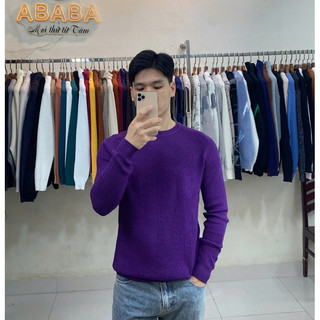 Áo len nam cổ Tròn ABABA form rộng, sweater nam Hàn Quốc Cao Cấp len lông cừu Trơn đẹp-tronthungAK