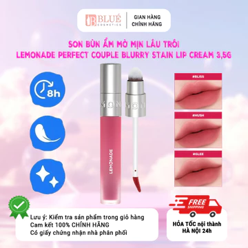 Son bùn ẩm mờ mịn lâu trôi Lemonade Perfect Couple Blurry Stain Lip Cream 3,5g