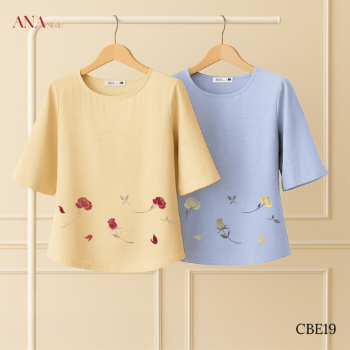 Áo Kiểu Thêu Hoa Trung Niên ANA Mode Chất Liệu Tơ Thái Thanh Lịch Đi Chơi Quà Tặng Mẹ AK25CBE19